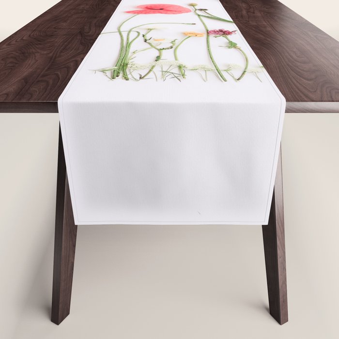 Flowers Flat Lay - Colorful Mixed Wildflowers - Poppies - Floral Table Runner Gallery Image 1