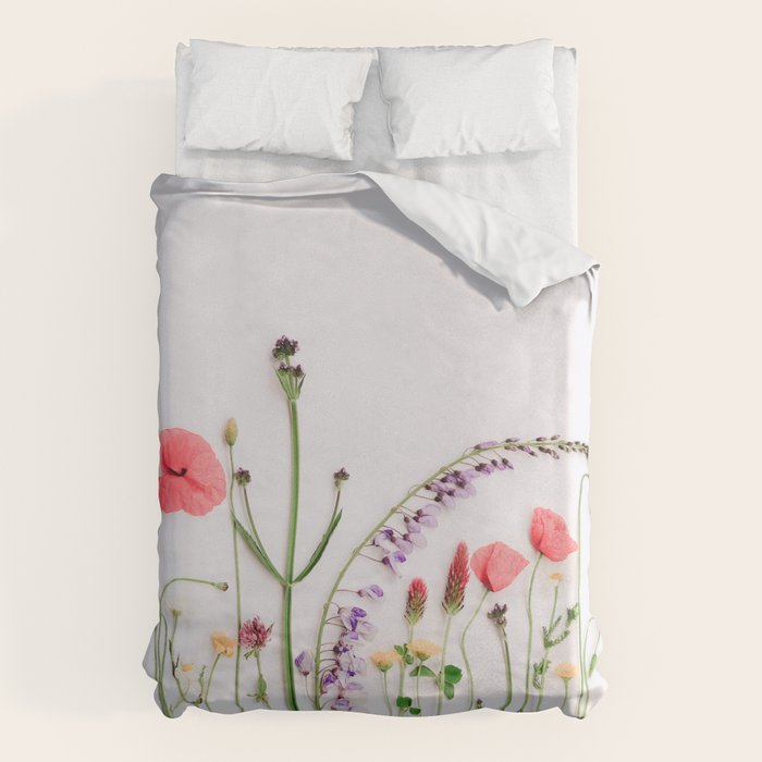 Flowers Flat Lay - Colorful Mixed Wildflowers - Poppies - Floral Duvet Cover Gallery Image 6