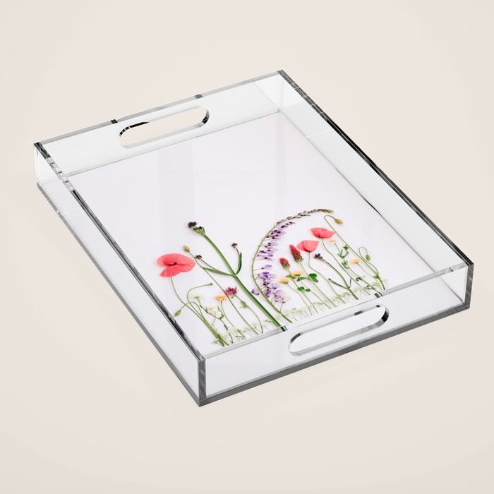 Flowers Flat Lay - Colorful Mixed Wildflowers - Poppies - Floral Acrylic Tray Gallery Image 1