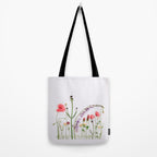 Flowers Flat Lay - Colorful Mixed Wildflowers - Poppies - Floral Tote Bag Gallery Image 2