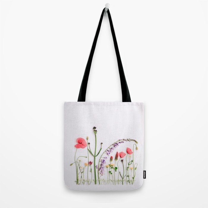 Flowers Flat Lay - Colorful Mixed Wildflowers - Poppies - Floral Tote Bag Gallery Image 2