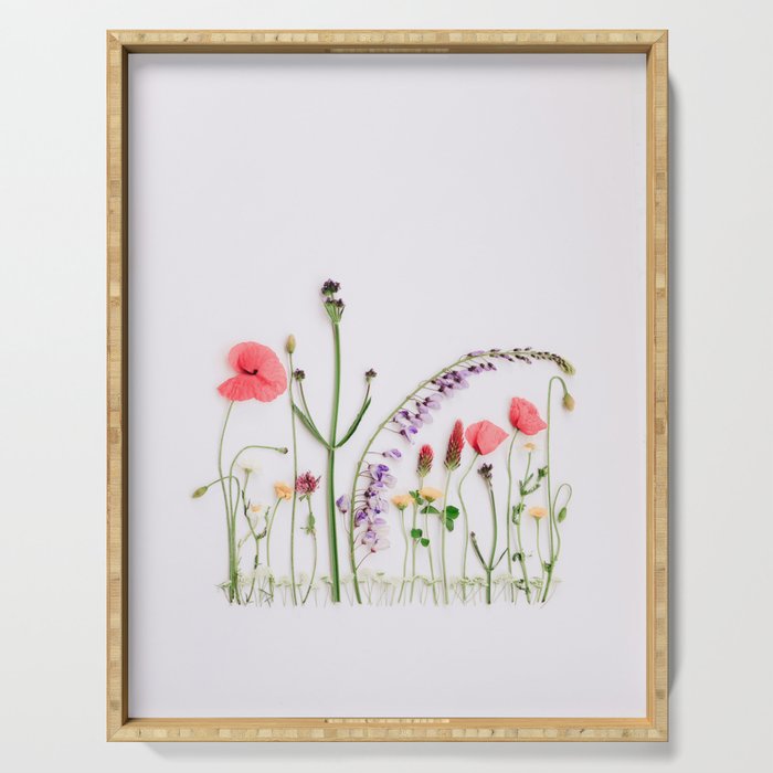Flowers Flat Lay - Colorful Mixed Wildflowers - Poppies - Floral Serving Tray Gallery Image 1