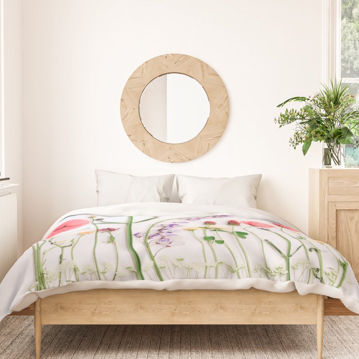 Flowers Flat Lay - Colorful Mixed Wildflowers - Poppies - Floral Duvet Cover Gallery Image 3