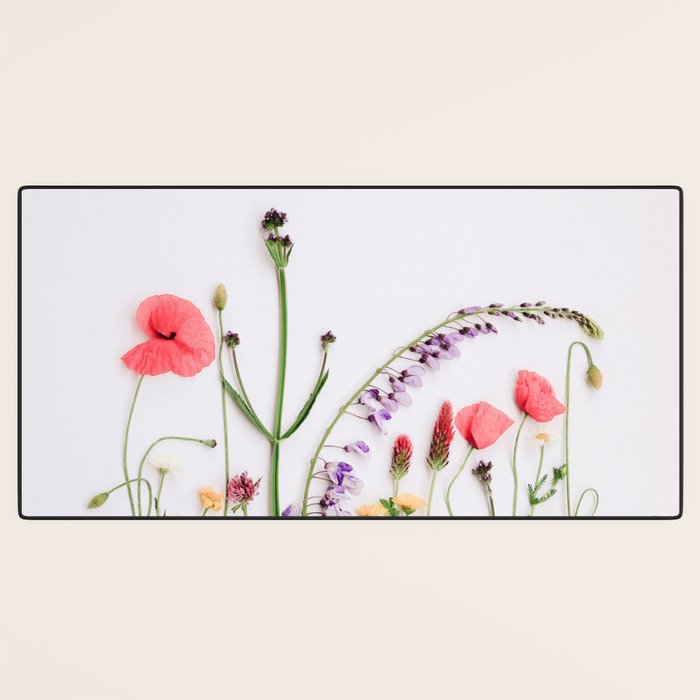 Flowers Flat Lay - Colorful Mixed Wildflowers - Poppies - Floral Desk Mat Gallery Image 3