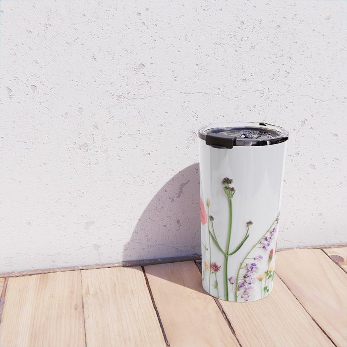 Flowers Flat Lay - Colorful Mixed Wildflowers - Poppies - Floral Travel Mug Gallery Image 4