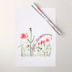 Flowers Flat Lay - Colorful Mixed Wildflowers - Poppies - Floral Wrapping Paper Gallery Image 1