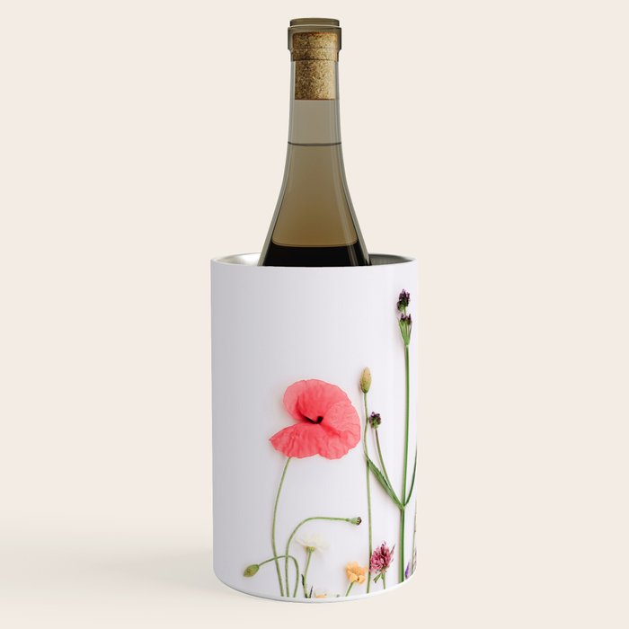 Flowers Flat Lay - Colorful Mixed Wildflowers - Poppies - Floral Wine Chiller Gallery Image 2