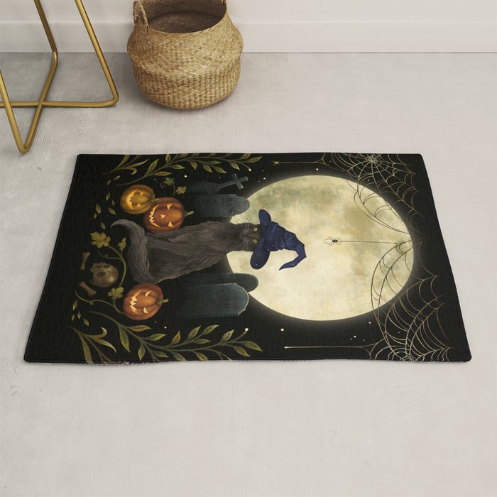 The Black Cat on Halloween Night Rug Gallery Image 1