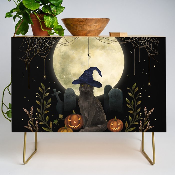 The Black Cat on Halloween Night Credenza Gallery Image 1