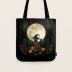 The Black Cat on Halloween Night Tote Bag Gallery Image 1