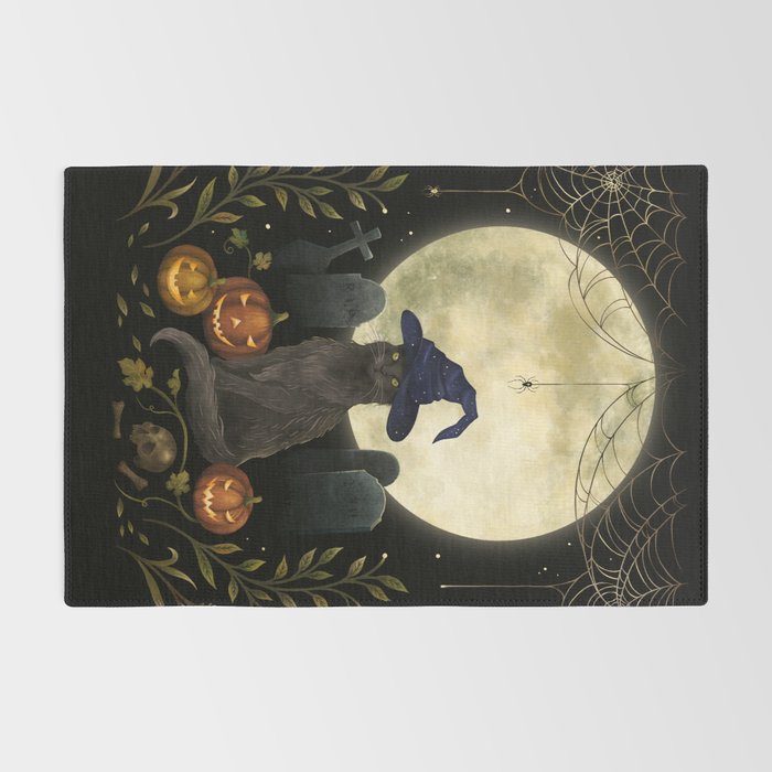The Black Cat on Halloween Night Rug Gallery Image 2