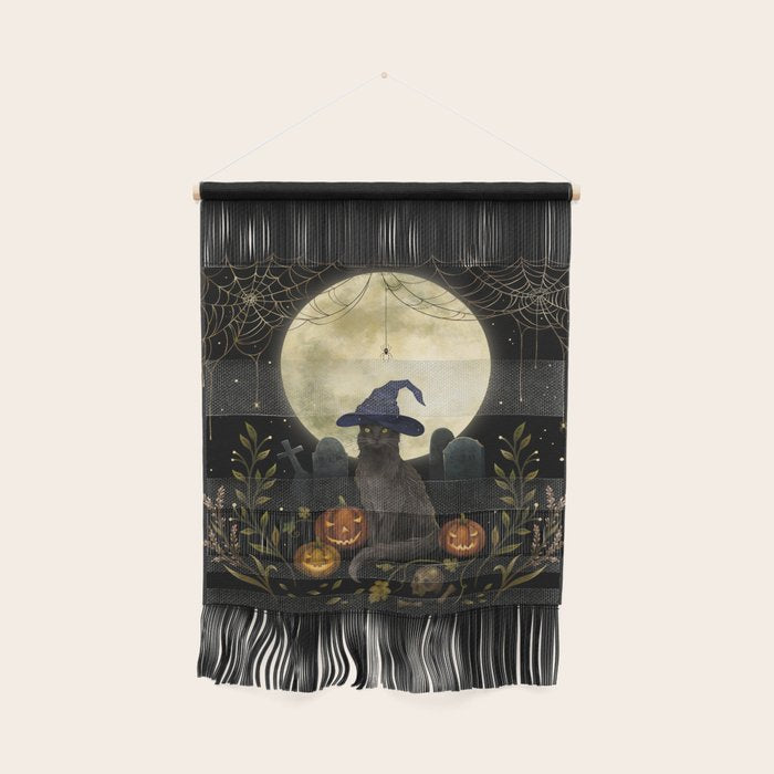The Black Cat on Halloween Night Wall Hanging Gallery Image 1