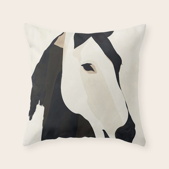 Horse in Black and White Throw Pillow Gallery Image 1