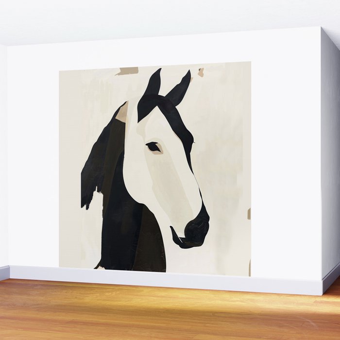 Horse in Black and White Wall Mural Gallery Image 2