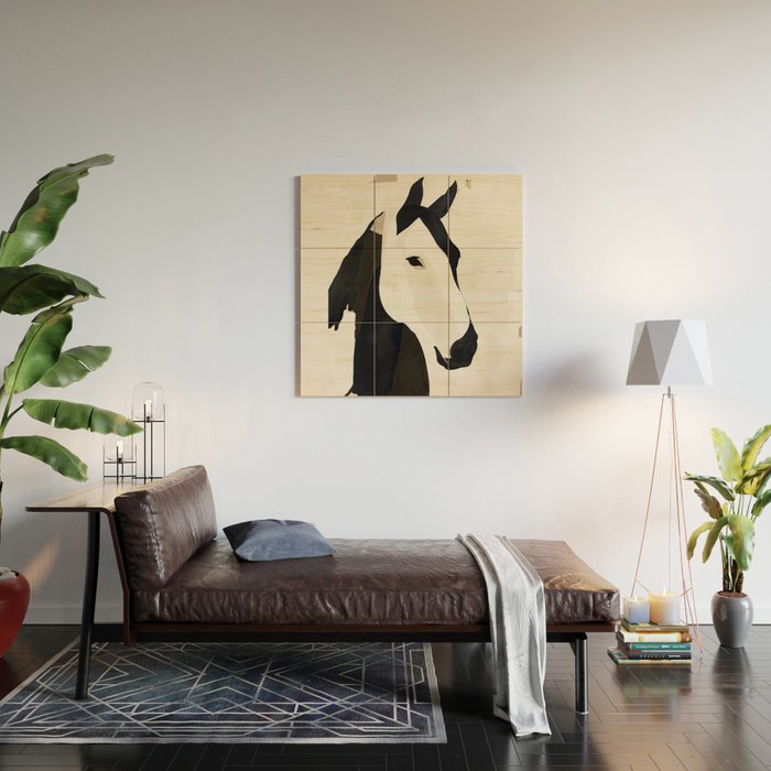 Horse in Black and White Wood Wall Art Gallery Image 2