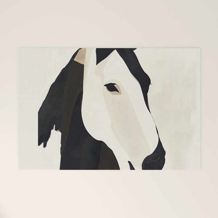 Horse in Black and White Welcome Mat Gallery Image 1