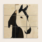Horse in Black and White Wood Wall Art Gallery Image 1