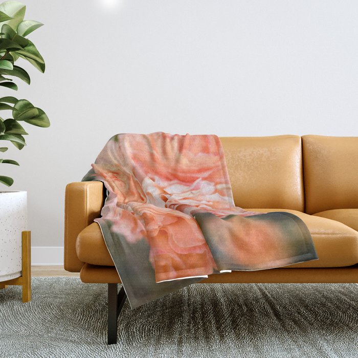 Coral Roses | Ostuni botanical garden photography | Puglia Italy Throw Blanket Gallery Image 1