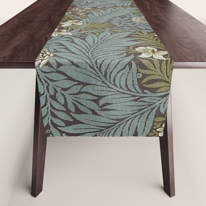 William Morris Vintage Larkspur Blue Green Table Runner Gallery Image 1