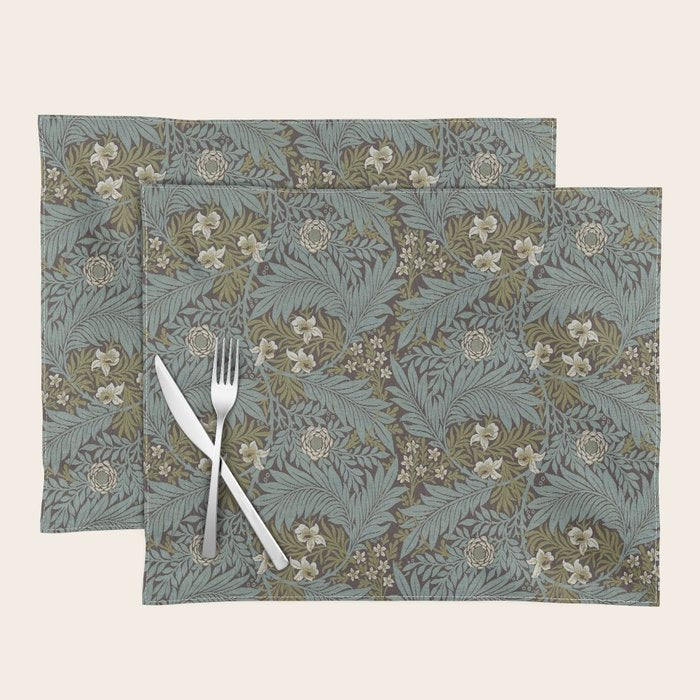 William Morris Vintage Larkspur Blue Green Placemat Gallery Image 1