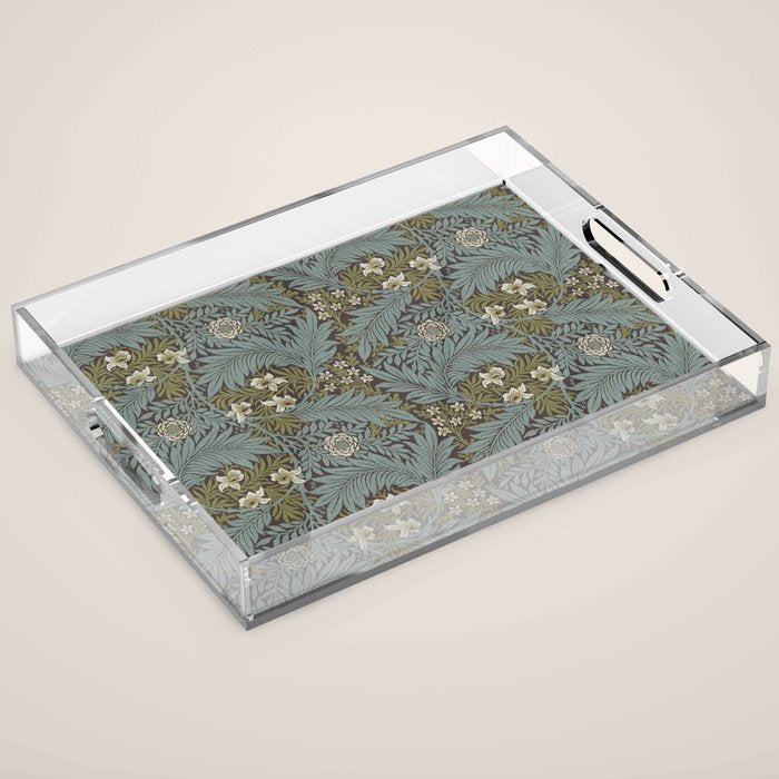 William Morris Vintage Larkspur Blue Green Acrylic Tray Gallery Image 1