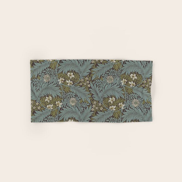 William Morris Vintage Larkspur Blue Green Bath Towel Gallery Image 1