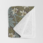 William Morris Vintage Larkspur Blue Green Throw Blanket Gallery Image 3
