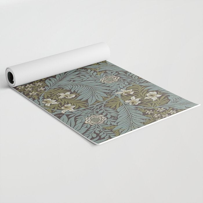 William Morris Vintage Larkspur Blue Green Yoga Mat Gallery Image 2