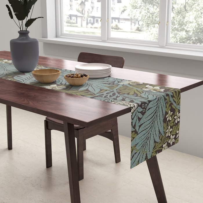 William Morris Vintage Larkspur Blue Green Table Runner Gallery Image 2