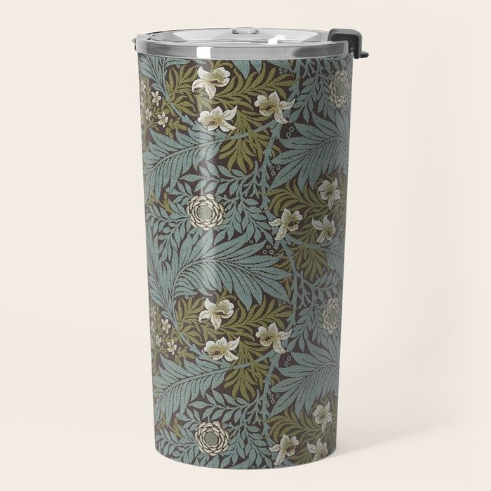 William Morris Vintage Larkspur Blue Green Travel Mug Gallery Image 2