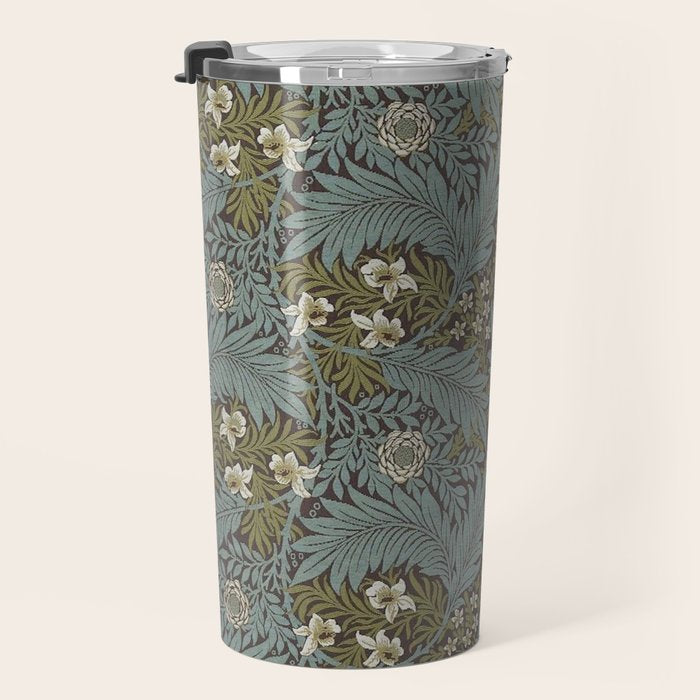 William Morris Vintage Larkspur Blue Green Travel Mug Gallery Image 3
