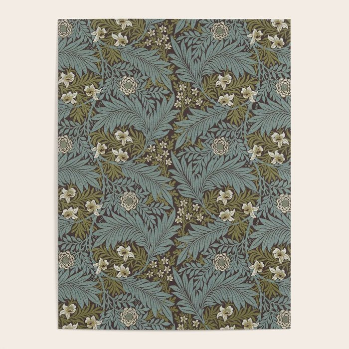 William Morris Vintage Larkspur Blue Green Poster Gallery Image 1