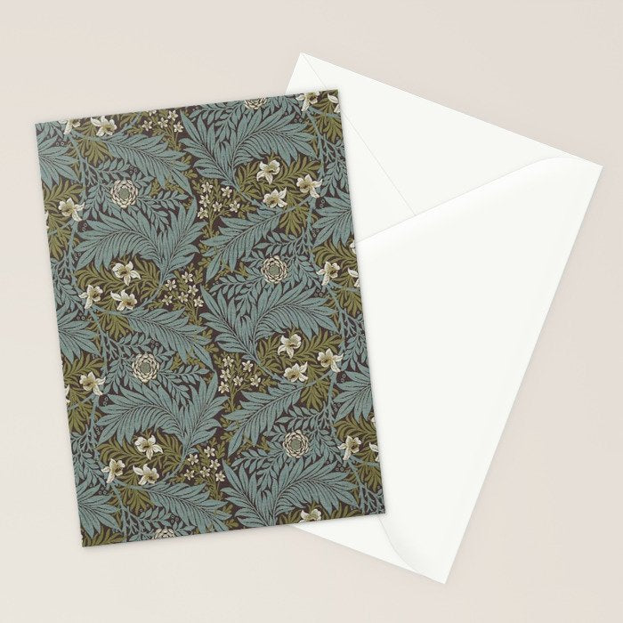 William Morris Vintage Larkspur Blue Green Stationery Card Gallery Image 2