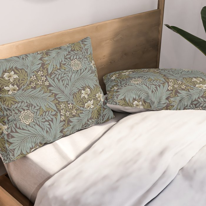 William Morris Vintage Larkspur Blue Green Pillow Sham Gallery Image 2