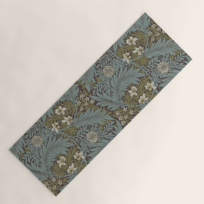 William Morris Vintage Larkspur Blue Green Yoga Mat Gallery Image 1