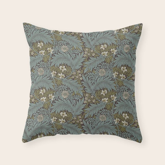 William Morris Vintage Larkspur Blue Green Throw Pillow Gallery Image 6
