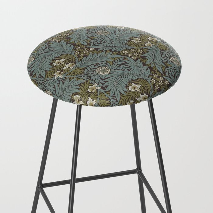 William Morris Vintage Larkspur Blue Green Stool Gallery Image 2