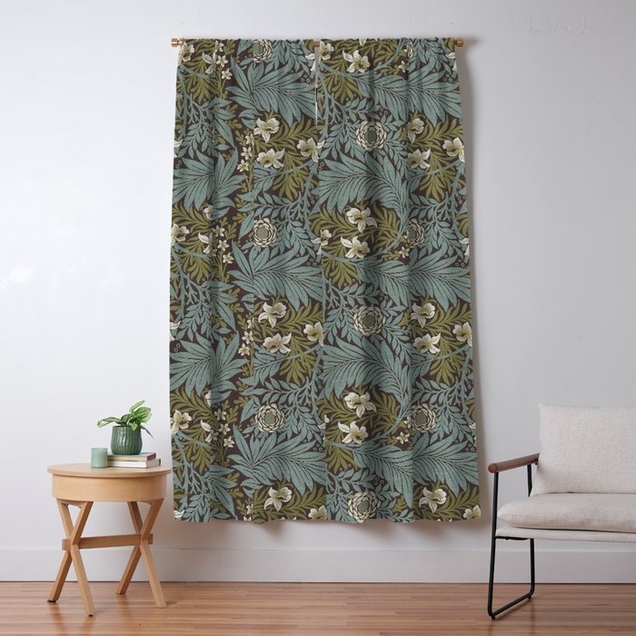 William Morris Vintage Larkspur Blue Green Window Curtain Gallery Image 5
