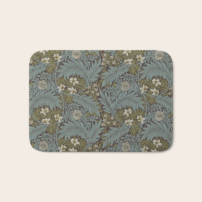 William Morris Vintage Larkspur Blue Green Bath Mat Gallery Image 1