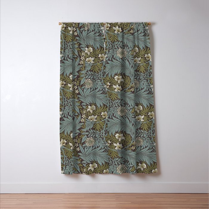 William Morris Vintage Larkspur Blue Green Window Curtain Gallery Image 3