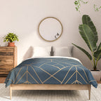 Benjamin Moore Hidden Sapphire Gold Geometric Pattern With White Shimmer Comforter Gallery Image 3