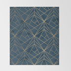 Benjamin Moore Hidden Sapphire Gold Geometric Pattern With White Shimmer Throw Blanket Gallery Image 2