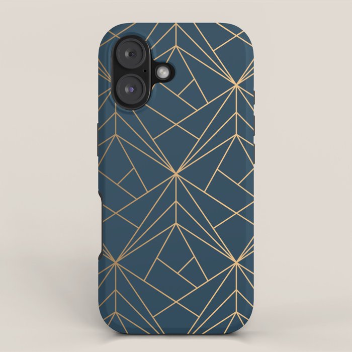 Benjamin Moore Hidden Sapphire Gold Geometric Pattern With White Shimmer iPhone Case Gallery Image 1