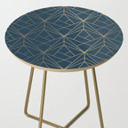 Benjamin Moore Hidden Sapphire Gold Geometric Pattern With White Shimmer Side Table Gallery Image 2