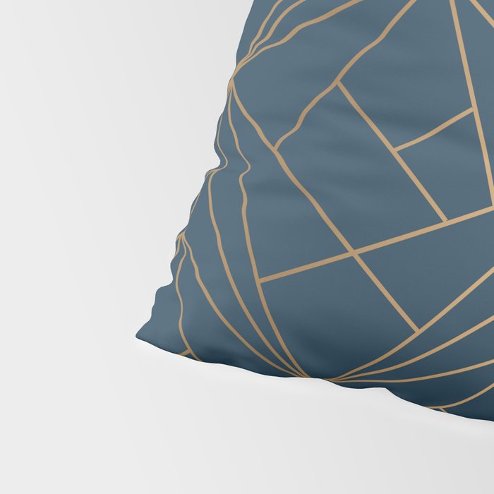 Benjamin Moore Hidden Sapphire Gold Geometric Pattern With White Shimmer Pillow Sham Gallery Image 4