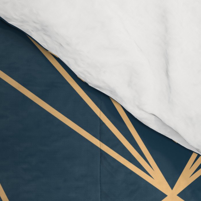 Benjamin Moore Hidden Sapphire Gold Geometric Pattern With White Shimmer Comforter Gallery Image 4
