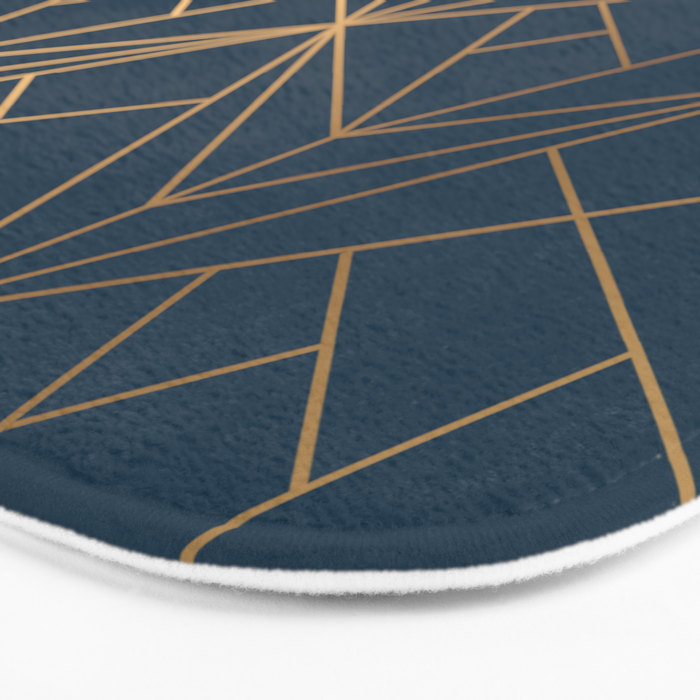 Benjamin Moore Hidden Sapphire Gold Geometric Pattern With White Shimmer Bath Mat Gallery Image 3