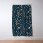 Benjamin Moore Hidden Sapphire Gold Geometric Pattern With White Shimmer Window Curtain Gallery Image 3