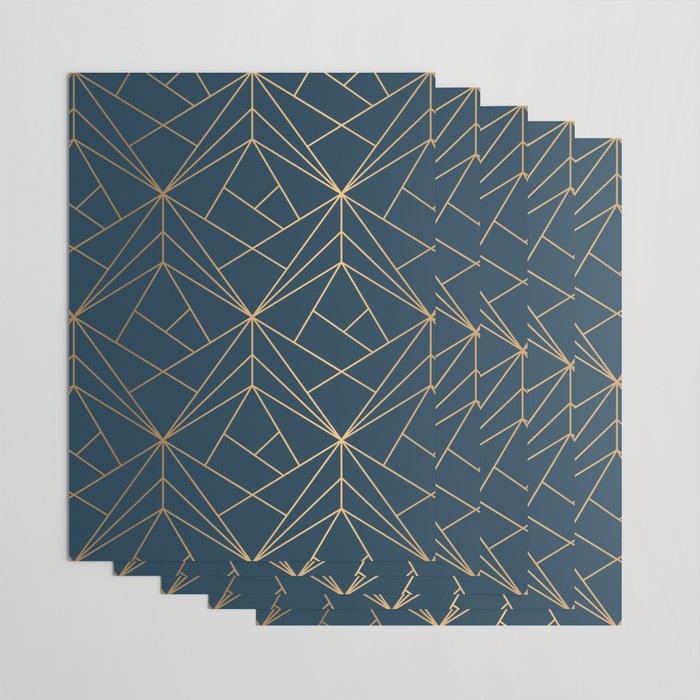 Benjamin Moore Hidden Sapphire Gold Geometric Pattern With White Shimmer Wrapping Paper Gallery Image 3