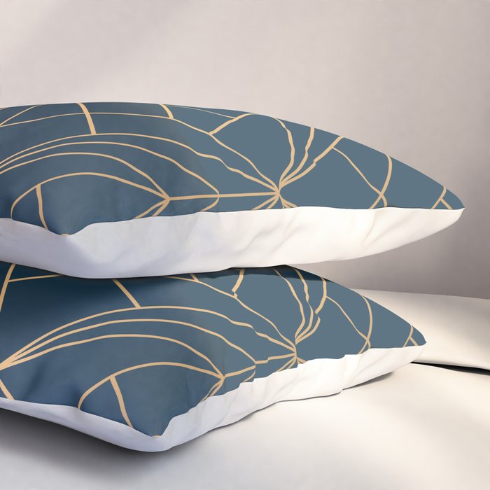 Benjamin Moore Hidden Sapphire Gold Geometric Pattern With White Shimmer Pillow Sham Gallery Image 3